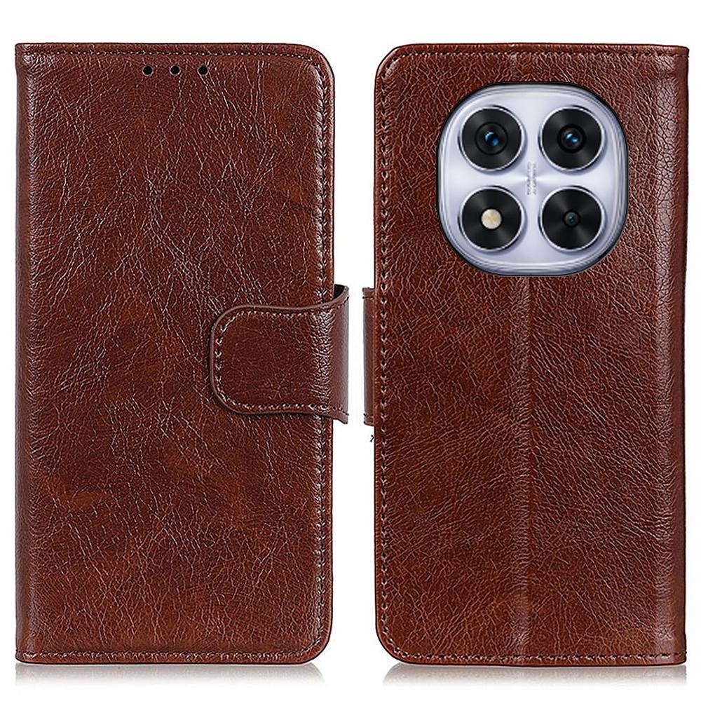 

For Xiaomi Redmi Note 14 Pro 4G Case Nappa Texture Split Leather Wallet Phone Cover Brown