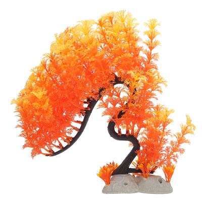 Aquarium Decoration Artificial Water Plants for Fish Tank Turtle Tanks Landscape Curved Tree Orange