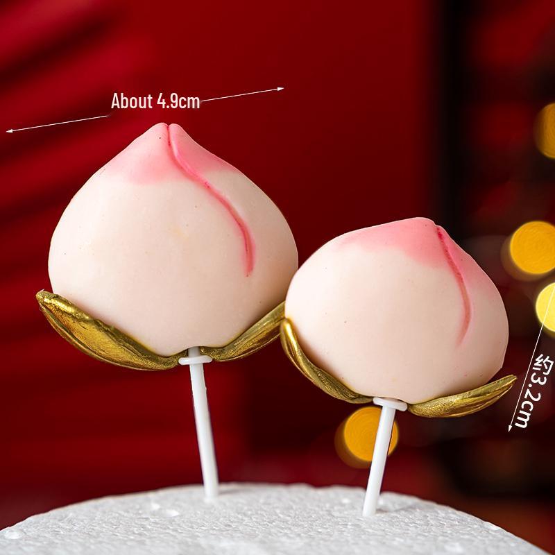 

Birthday Cake Topper: Cat Grandma Longevity Peach Figurine for Grandparents