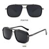 New Retro Rectangle Sunglasses for Women Men Classic Double Bridge Thick Edge Metal Frame Sun Glasses Steam Punk Eyewear