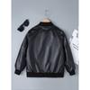 Kids Boys Autumn Winter PU Leather Fleece Lining Stand Collar Zipper Jacket