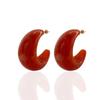Siasiya Red Crescent Resin Stud Earrings – Women’s Autumn/Winter Collection: Elegant, Niche Style Hoops and Bracelet Set