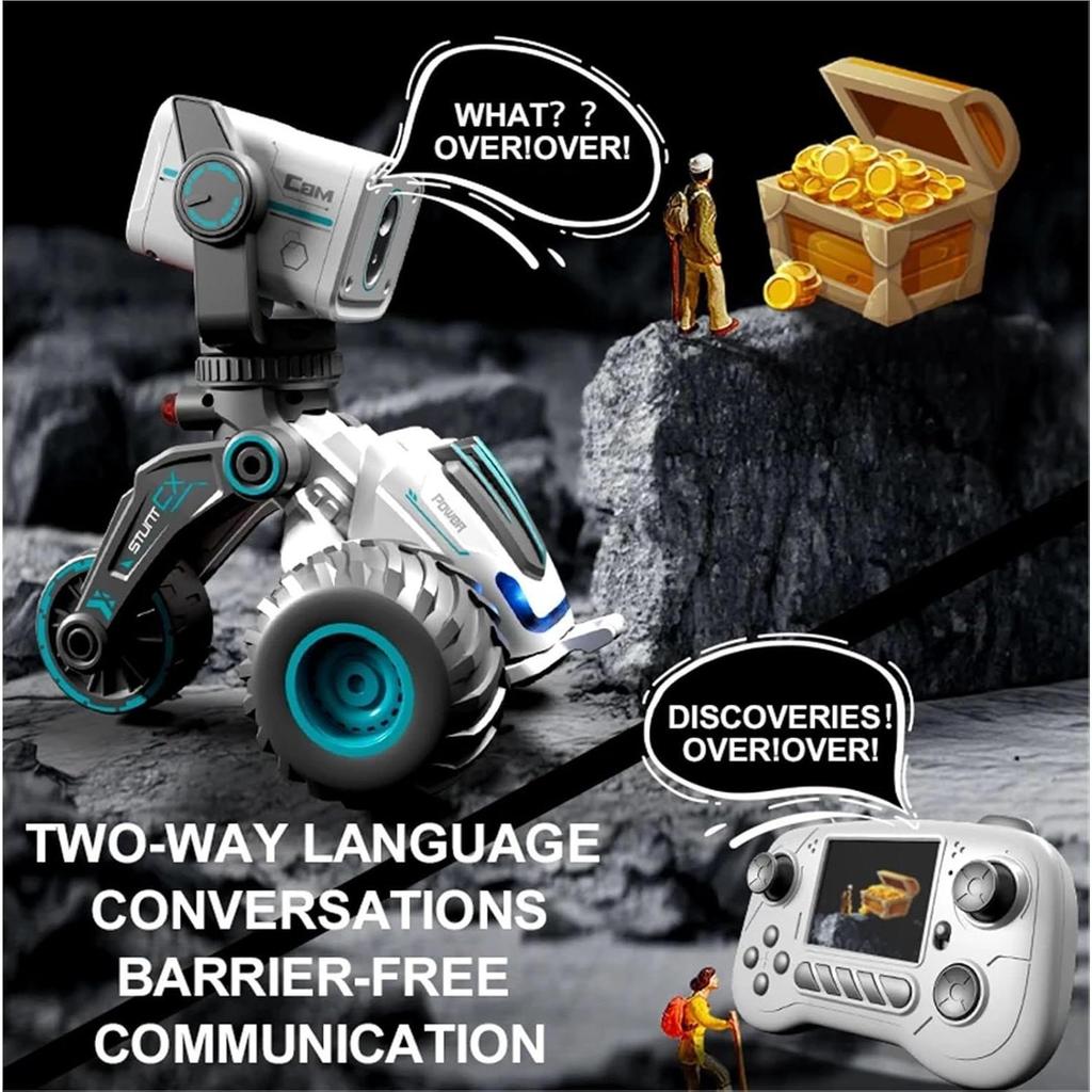 Scale RC Car with FPV Camera | Real-Time Transmission, Two-Way Talk, Transforming Stunts, Large LCD Screen, 4WD, Waterproof