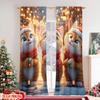 Set Of 2 Flat Printing Merry Christmas Window Drapes Cute Cat Candy Polyester Without Electricity Party Decorations Curtain