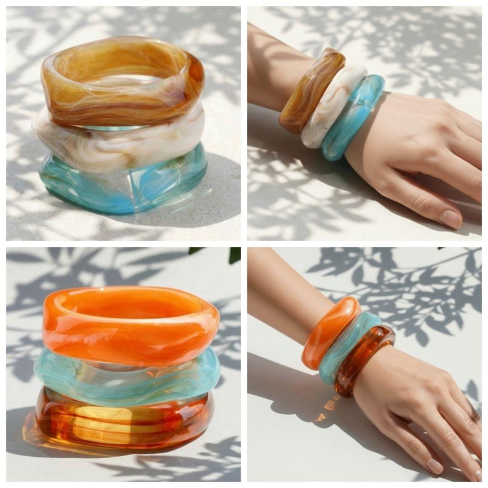 Farbverlauf Acryl Armbänder Durchscheinend Dicke Armreifen Statement Armreifen Harz Armreifen Gen Z Frauen