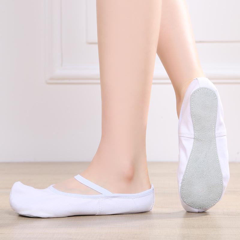 White Soft Sole Korean Hook Dance Shoes for Ethnic Performances - Flat Heel Practice Shoes