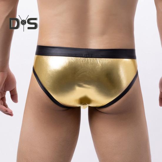 Men Sexy Bikini Briefs Patchwork Color Front Hollow Low Rise Panties U Convex Design Breathable Underpants