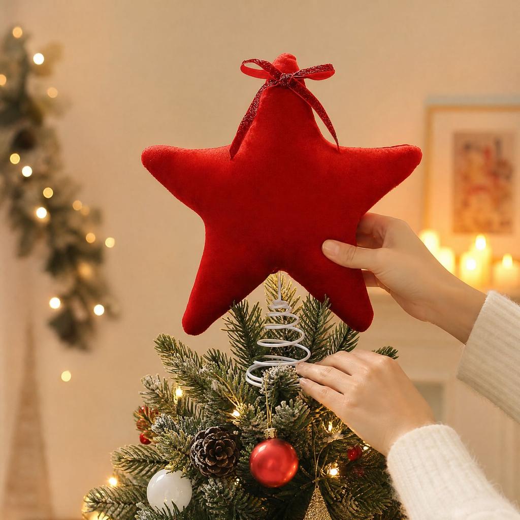 Stoff und Fünfzackstern Weihnachtsbaumschmuck, Kreativer Weihnachtsschmuck für die Feiertagsdekoration zu Hause