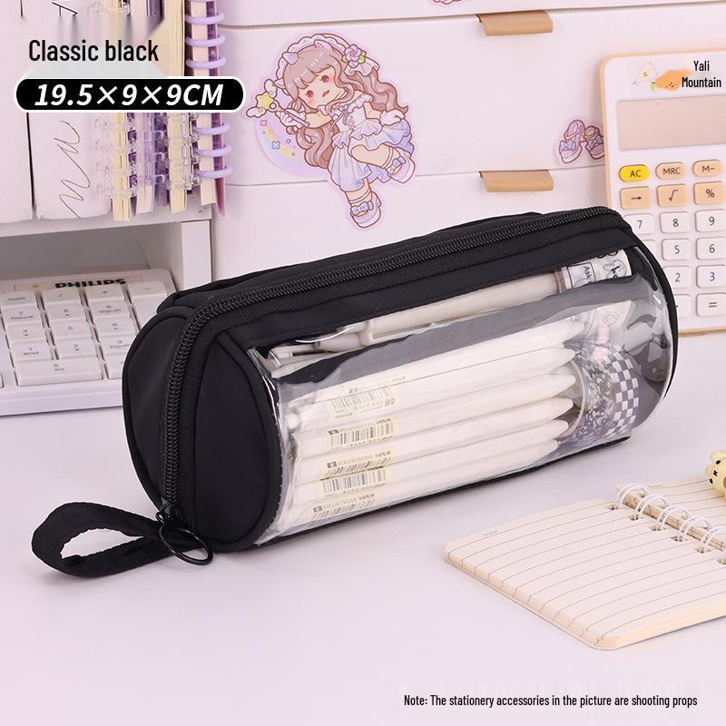 Transparent Cylindrical Pencil Case - Multi-functional, High Capacity for Primary & Secondary Students