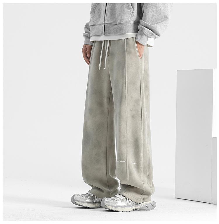 Men's American-Style Loose-Fit Wide-Leg Sweatpants for All Seasons