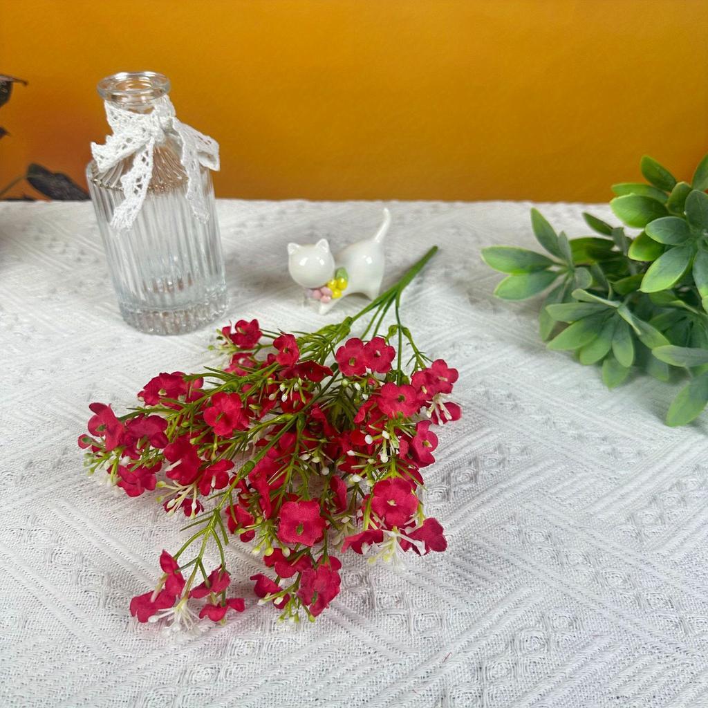 1Pc Fresh Pastoral Style Simulation 5-pronged Wintersweet Baby's Breath Bunch of Flowers