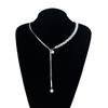 Elegant Simulated Pearl Y-Shaped Lariat Necklace Snake bone Chain Irregular Pearl Drop for Women Bridal & Banquet Jewelry