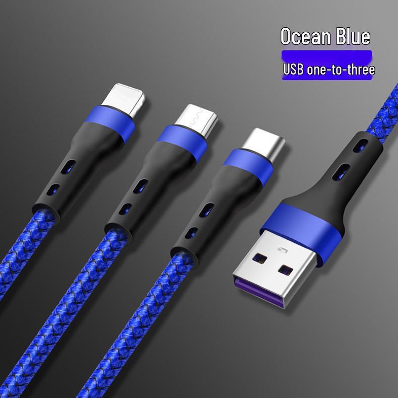 PD100W 3-in-1 Fast Charging Cable for iPhone 15, Android, and LeEco Devices