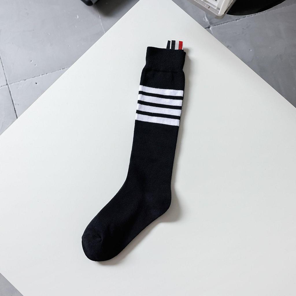 TB Four-Bar Grey Mid-Calf Cotton Women's Japanese Trendy Spring/Summer College Style Socks