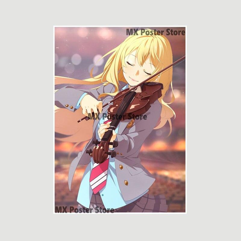 Japanische Anime Your Lie In April Poster weiß beschichtetes Papier Wandaufkleber Home Decor Wandbild Wohnzimmer Bar Dekoration Malerei