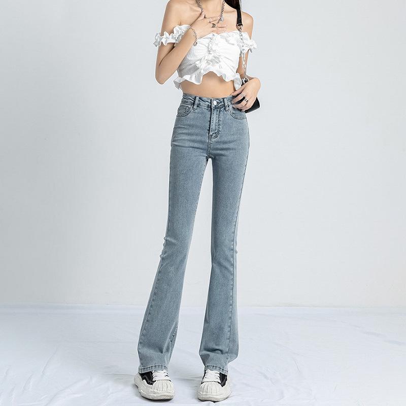 American Retro High-Waist Micro Flare Jeans - Women's Slimming Bell Bottom Pants for Spring & Autumn