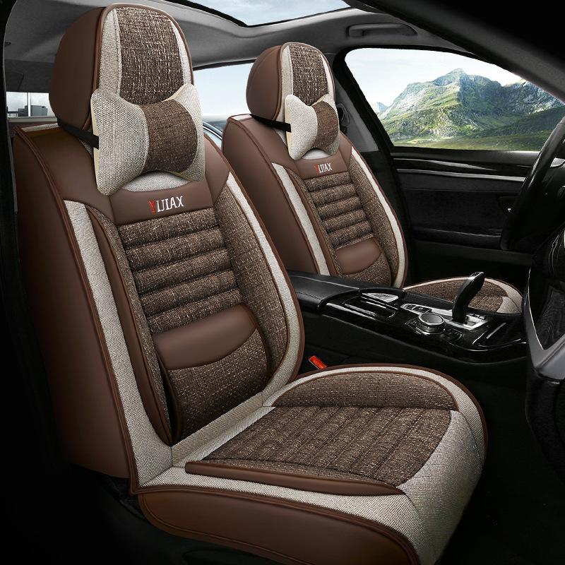 Uniwersalna Poduszka na Fotel Samochodowy Len Pełne Pokrowce na Siedzenia Na Wszystkie Pory Roku Komfort Trwałe Mata na Fotel Samochodowy