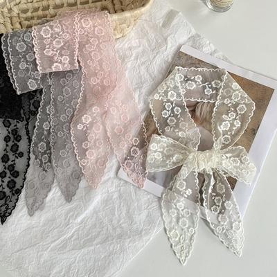 Floral Embroidery Lace Scarf Long Skinny Ribbon Decorative Belt Fashion Neckerchief