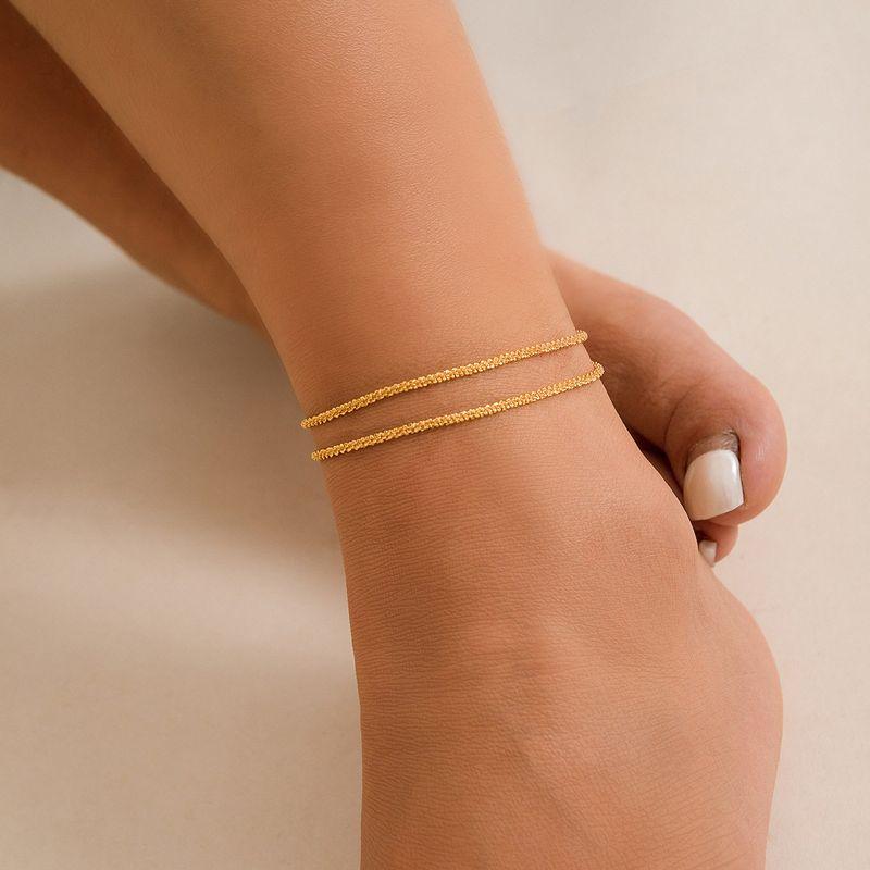 

Fashion Cross-Border Sold Jewelry Minimalist Sparkling Broken Silver Handmade Anklet Multi-Layer Chain Tassel Foot Ornaments Accessories for Women 02 Gold 0865 Copper Chain