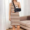 Sleeveless Striped Print Dress for Women with Front Tear-Away Design Suitable for Post Shoulder Surgery Recovery and Easy Wear