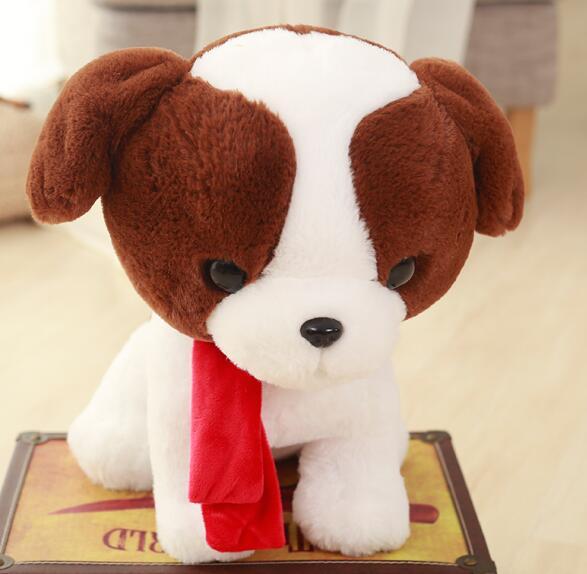 1ks 30cm Krásný vycpaný pejsek se šátkem Měkké roztomilé zvířátko Kreslený plyšový pes panenka pro děti B
