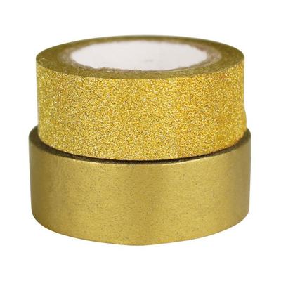 MegaCréa DIY - Glitter Gold and Plain Gold Adhesive Tape 2 Pieces