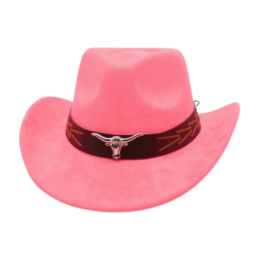 Ethnic Style Brown Cow Head Suede Top Hat Western Cowboy Hat Stage Jazz Hat