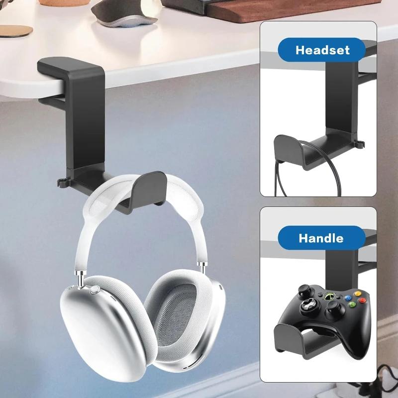 Space Saving Adjustable Headphone Mount Steel Built 360 Rotation for PC Gamers