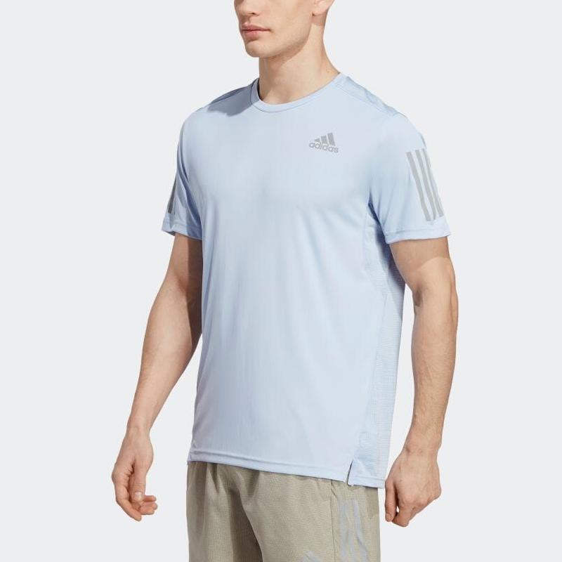 adidas T Shirts Men's Light Blue Crew Neck Moderate Straight Fit IC7630