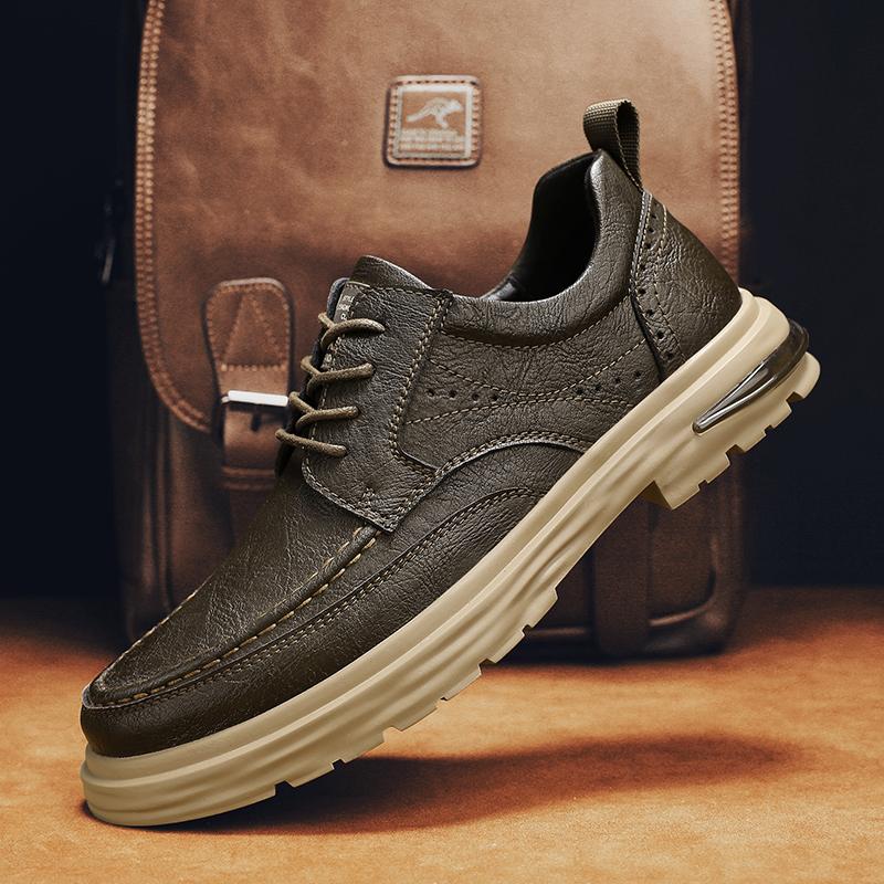 

Новые деловые кожаные туфли, мужские повседневные кожаные туфли, дышащие туфли на платформе для мужчин, осенние мокасины на шнуровке, мужские кроссовки 45 хаки