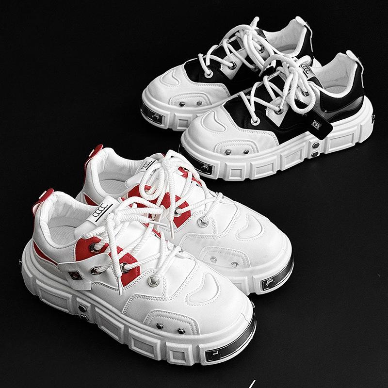 Fashion 2025 New Men's Shoes Niche Design Casual Shoes Punk Style Skateboard Shoe Height Increasing Comfortable Non slip Chunky sneakers