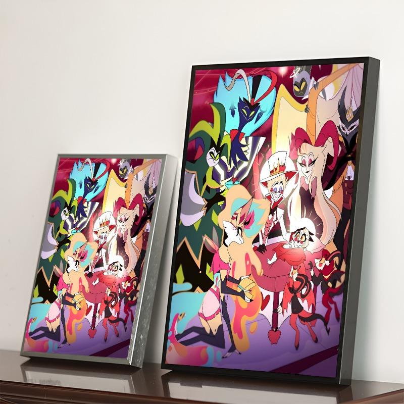 H-Hazbin Cartoon Hotel  Classic Vintage Posters Decoracion Painting Wall Art White Kraft Paper Kawaii Room Decor