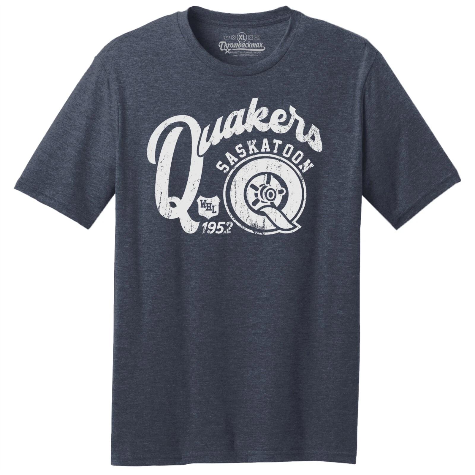 Saskatoon Quakers 1952 WHL Hockey TRI-BLEND Tee Shirt - Blades, Flames, Oilers S