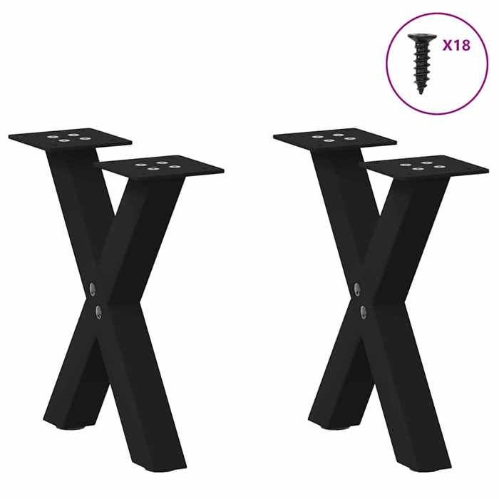 VidaXL Coffee Table Legs In X-Shape, 2 Pieces, Black, 30 X (30-31) Cm, Steel 4012868
