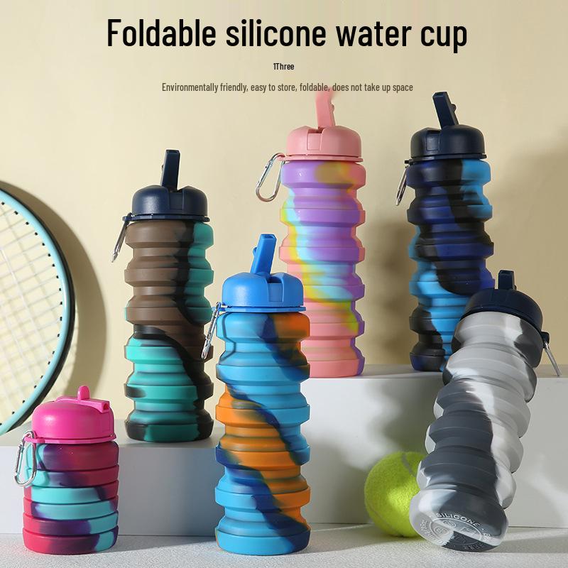 Portable Foldable Silicone Water Bottle - Outdoor Telescopic Camouflage Design
