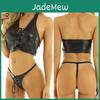 Black Interesting Ladies And Sexy Split Leather Underwear Two Piece Set