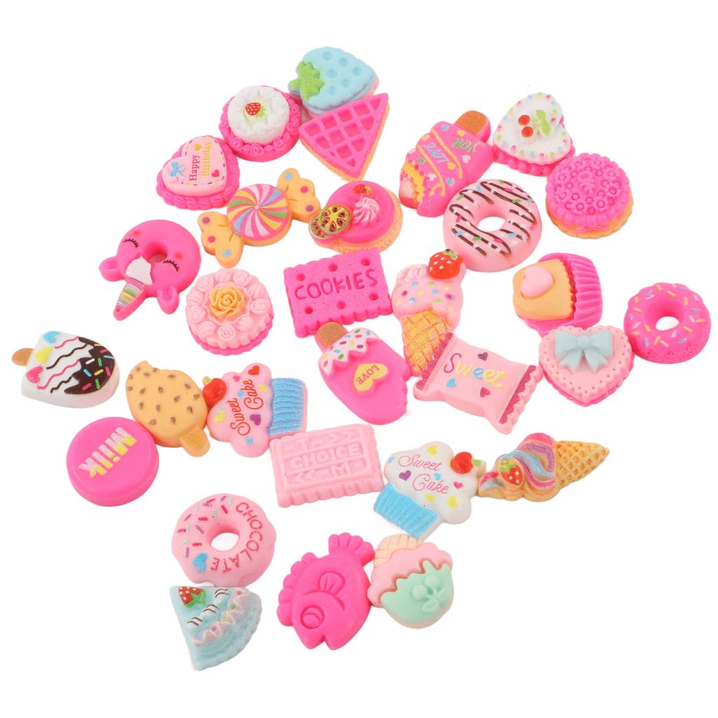 30 Pcs DIY Food Charm Dessert Cake Ice Cream Bread Donut Cookies Candy DIY Decoration Material