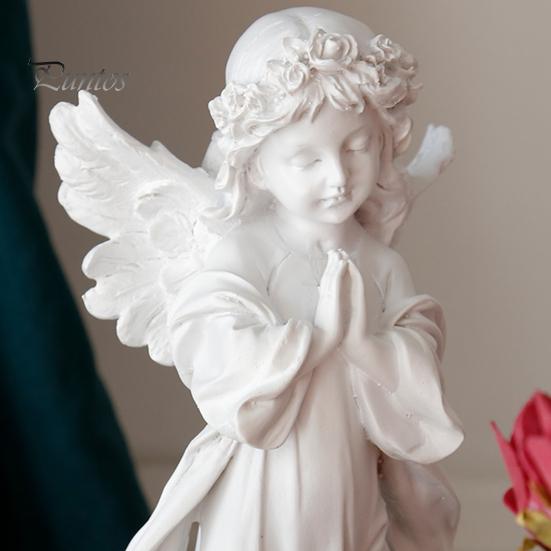 Gebetsengel Figur Zügel Schutzengel Statue Weiß Geflügelte Fee Mädchen Skulptur Home-Office Bücherregal Desktop Dekoration Ornament