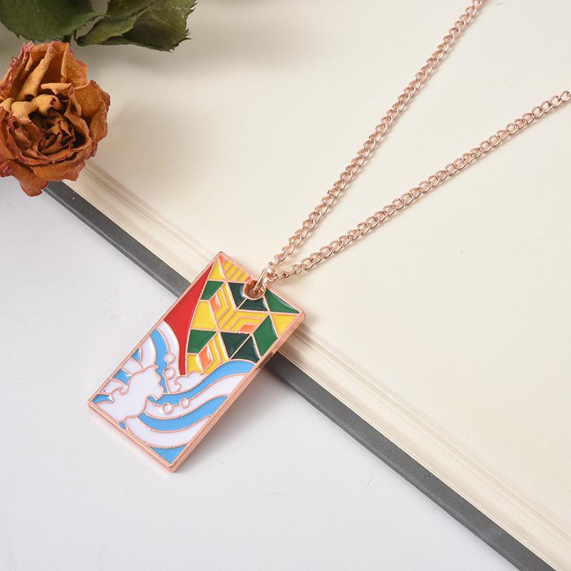 Kimetsu Necklace No Yaiba Anime Pendant Hashira Tanjiro Nezuko Zenitsu Metal Charm Jewelry Accessories Gift For