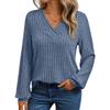Women's Long Sleeve V-Neck T-Shirt Casual Basic Top for Everyday Wear