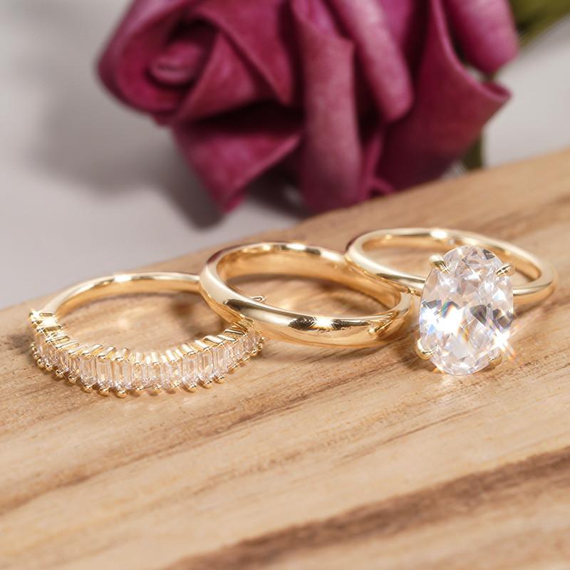Coppers/Set Oval Cubic Zirconia Rings for Women Luxury Fashion Lady Jewelry Bridal Wedding Band Accessories