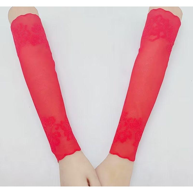 

Кружевные солнцезащитные нарукавники женские для сокрытия шрамов длинные летние для вождения тату татуировки на локоть на руку нарукавник Red One size