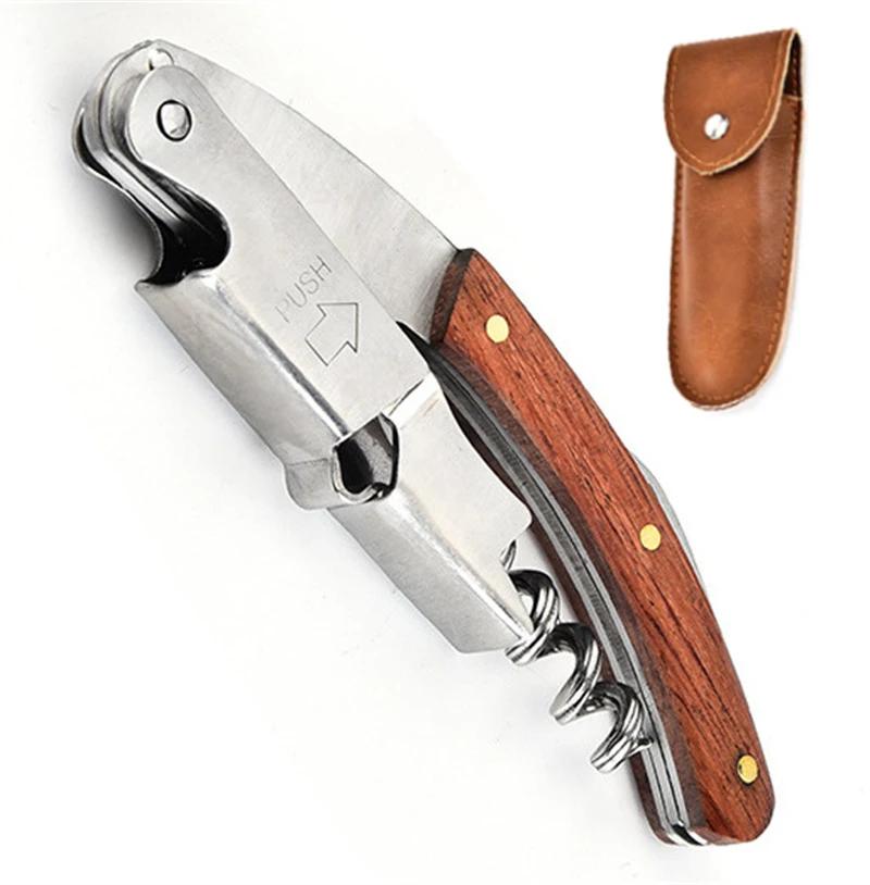 Wood Handle Corkscrew Professional Wine Opener Portable Screw Corkscrew Multifunction Beer Cap Bottle Opener Kitchen Bar Tool