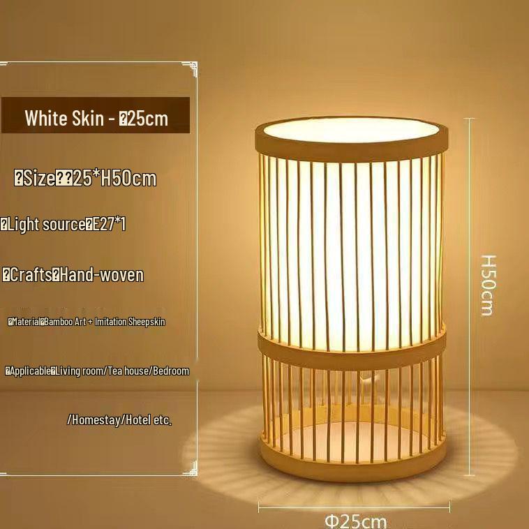 Chinese Zen Bamboo Weaving Table Lamp for Tea Room and Living Spaces