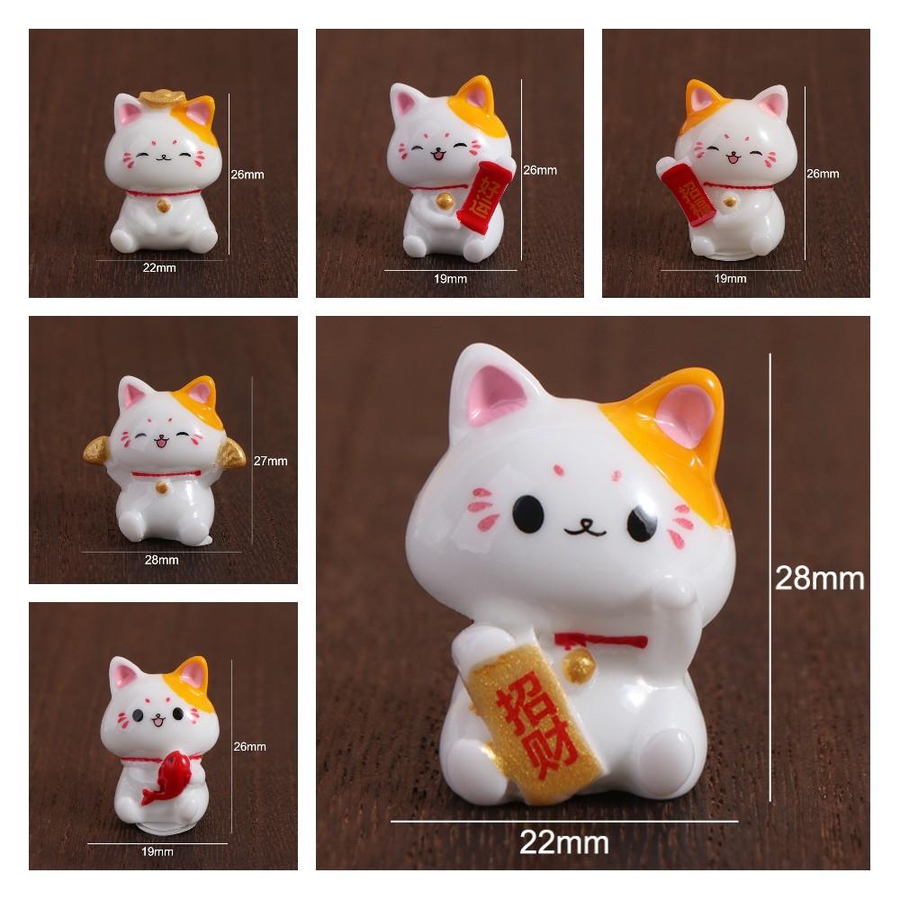 Cute Lucky Cat Car Ornaments Realistic Cat Micro Landscape Ornament Fortune Cat Figurines  Desktop