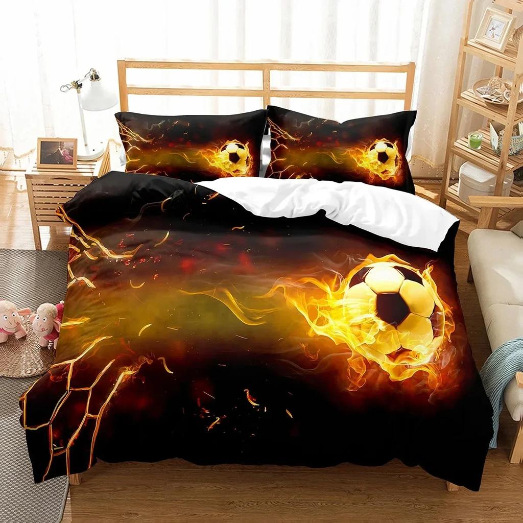 Soccer Sport Theme Comfortable Duvet Quilt Cover Pillowcase Bedding Set Children Bedroom Decoration Home Textile