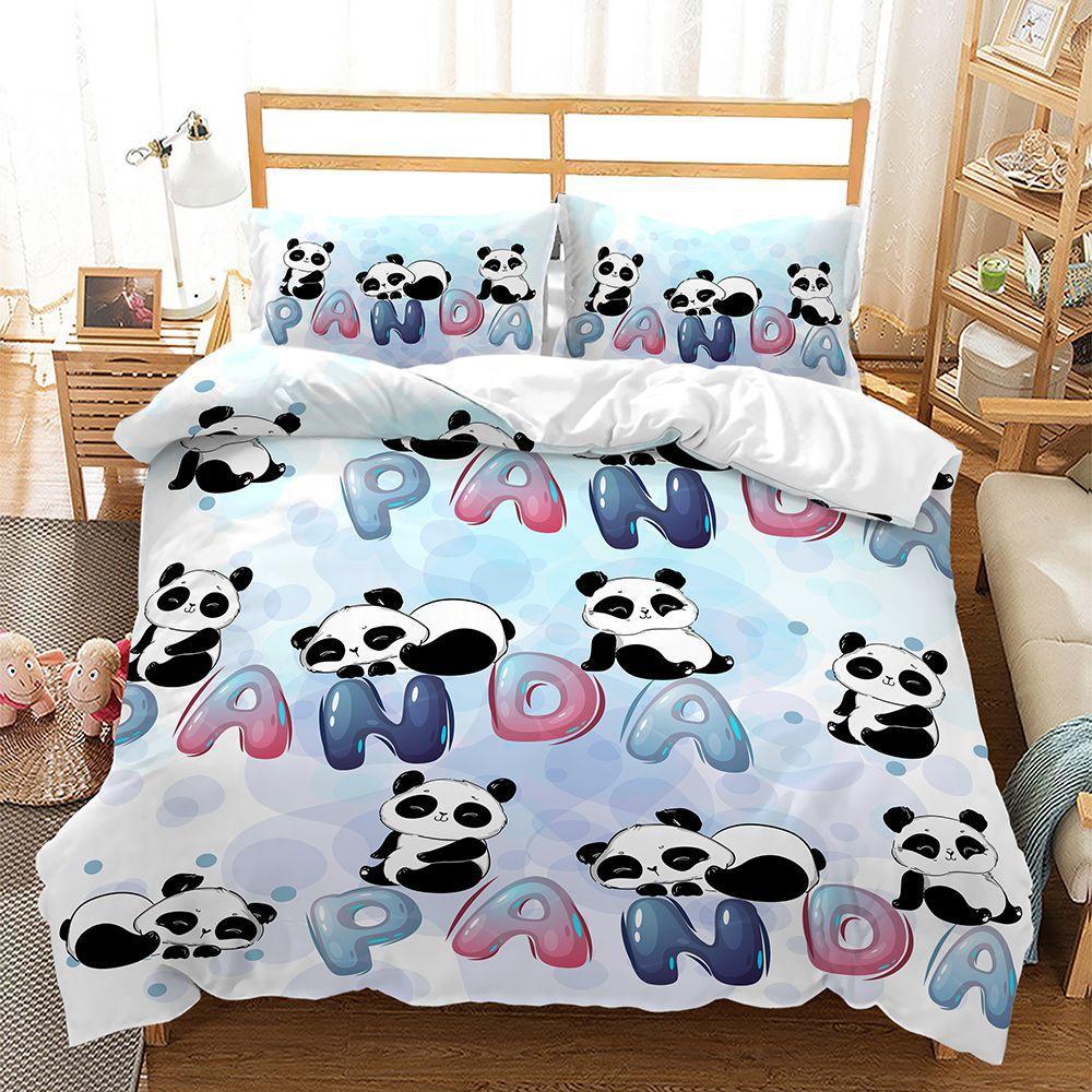 Panda Animal Bamboo Bed Three-Piece Quilt Cover 3D Digital Printing Kit Four-Piece Set