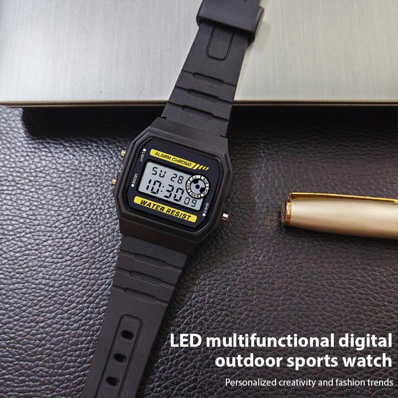 Orologio Elettronico Sportivo Semplice alla Moda LED Digitale Multifunzione Impermeabile Cinturino in PU Sveglia Regalo per Donne/Uomini