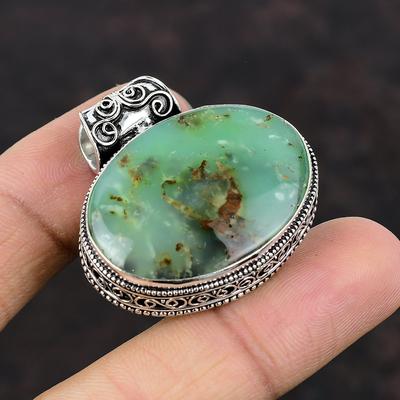 Chrysoprase Pendant 925 Sterling Silver Pendant Handmade Jewelry Vintage Pendant Chrysoprase Gemstone Jewelry Pendant For Women Gift For Him