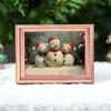 Christmas Refrigerator Magnets 3Pcs Light-up Frame Magnet, Vintage Wooden Picture Frames with Lights Fridge Glowing Magnetic Holder for Cabinet Locker